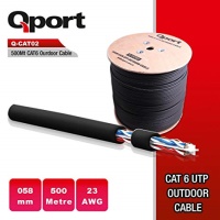 QPORT Q-CATO2 500MT UTP CAT6 OUTDOOR NETWORK KABLO SIYAH 23AWG 0.58MM - 2
